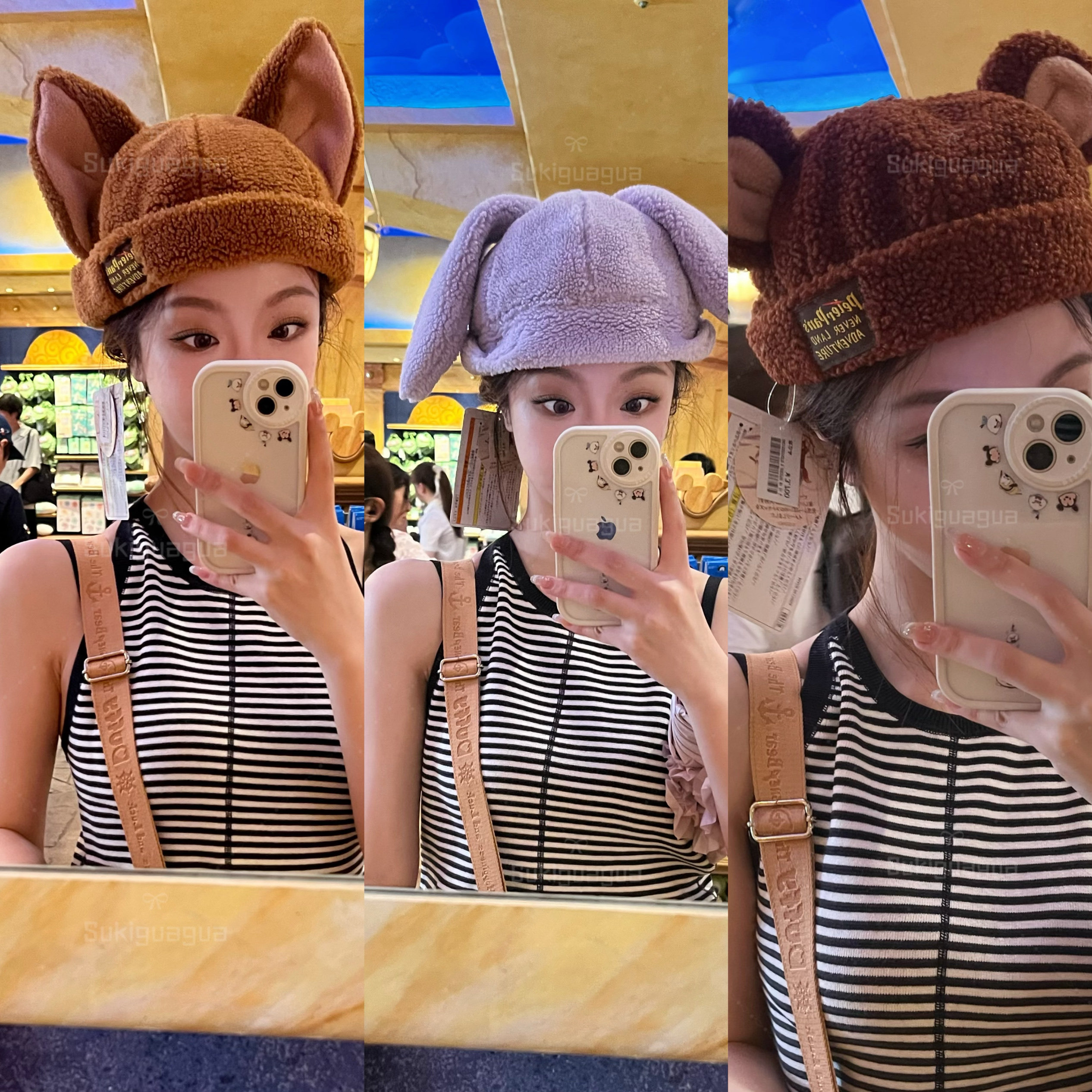 日本  Disney迪士尼 幻想之泉 小飞侠彼得潘卡通动物帽子