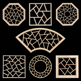 东阳木雕木格栅花格仿古背景墙隔断玄关吊顶实木门窗木窗花冰裂纹