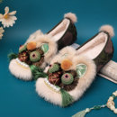 软底保暖平底民族风棉鞋 手工绣花鞋 女新中式 冬加绒原创非遗虎头鞋