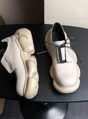 MR.GAN UJU全牛皮厚底增高运动皮鞋男款2025新款户外休闲鞋松糕鞋