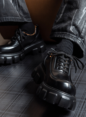 CGDL里外全真皮轻质锯齿底超舒适男士增高德比鞋新款低帮系带皮鞋