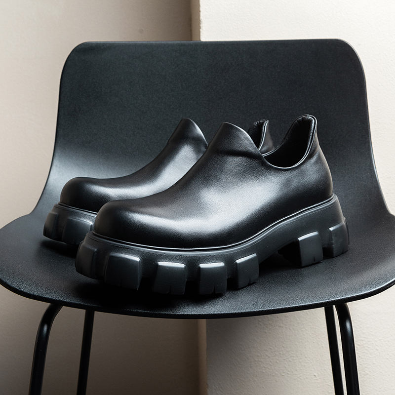 欧洲站6cm增高厚底大头德比鞋男