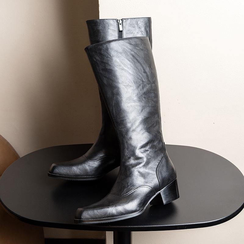 超酷男士长筒靴子超长男款2024