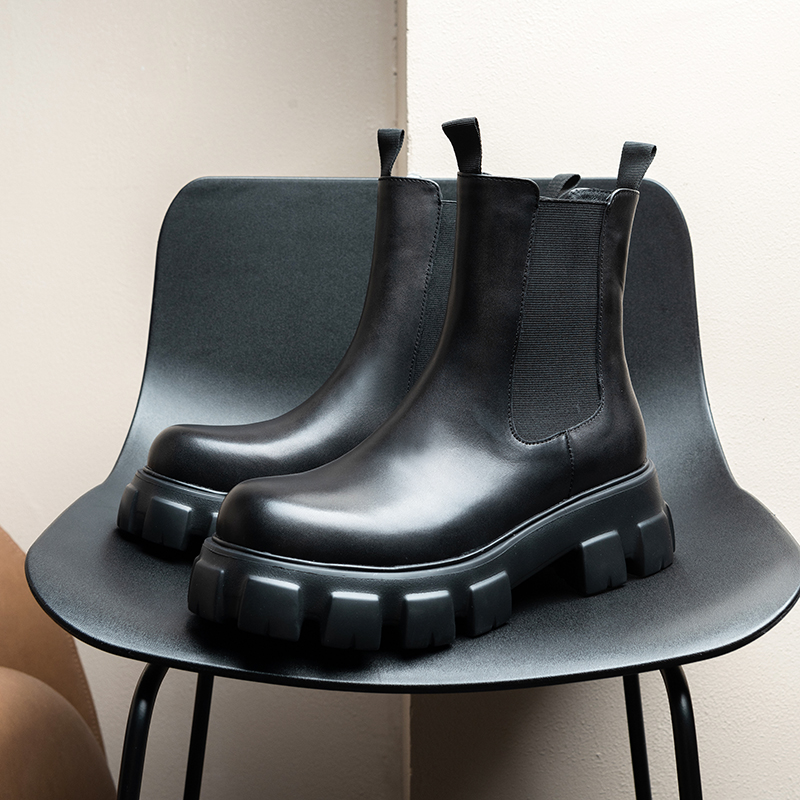 6cm增高直筒切尔西靴男烟筒靴