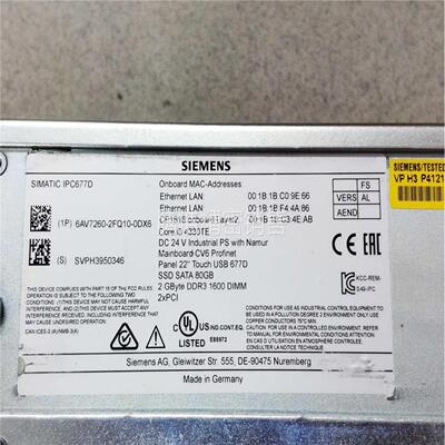 配件6AV7260-2FQ10-0DX6 SIMATIC IPC 677D 西门子工议价