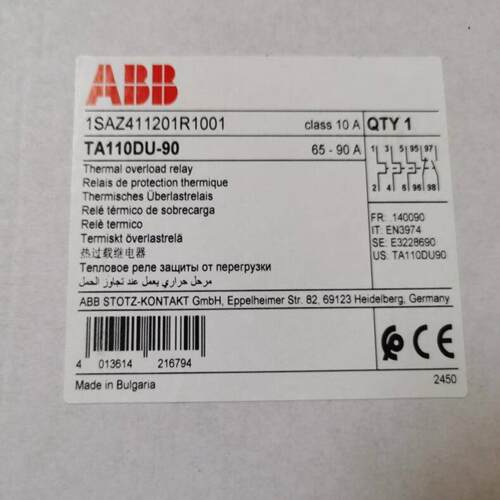 配件原装ABB热过载继电器   TA110DU-90  65-90A议价