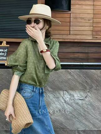 2026春季新款时尚百搭宽松显瘦翻领长袖衬衫上衣