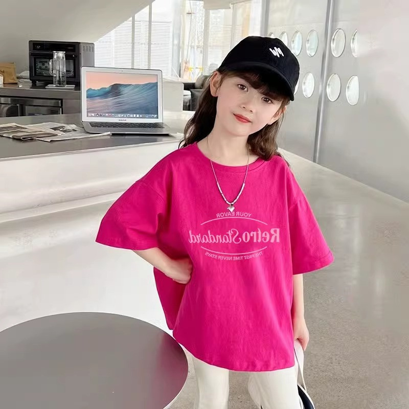 女童字母印花纯棉短袖T恤夏季女孩洋气时尚中大童潮t儿童休闲上衣,童装/婴儿装/亲子装,T恤,淘宝优惠券,粉丝福利购,淘宝优惠卷