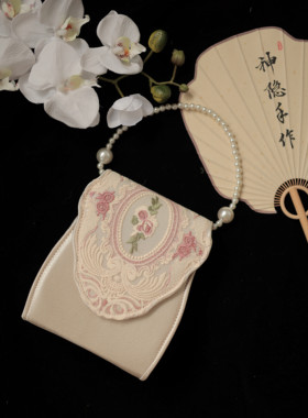 神隐手作复古宫廷风刺绣花朵旗袍包包民国文艺珍珠手提斜挎小包