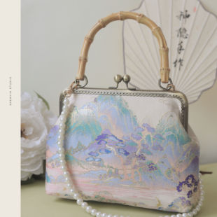 神隐手作紫醉山河国风马面裙口金包古风配汉服旗袍手提包新中式