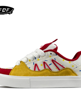 VFDF 面包鞋撞色拼接男女板鞋芝士薯条红黄国潮情侣百搭休闲鞋