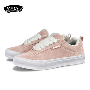 VFDF 经典翻毛皮拼接复古街头低帮滑板鞋女潮流舒适百搭休闲鞋子