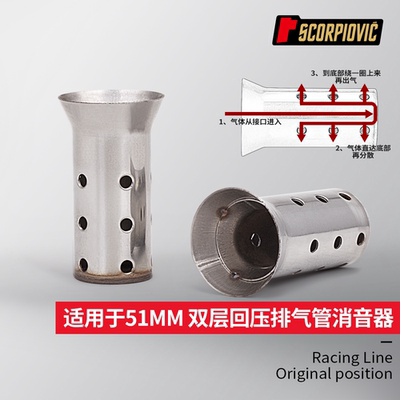 摩托车排气管改装配件 消声器消音塞 双层回压 51mm通用 降噪静音