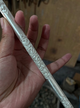 原创足银999茉莉花手镯女 手工錾刻手环开口百搭送妈妈长辈