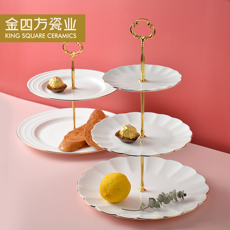 下午茶点心架蛋糕欧式家用陶瓷双层水果盘三层二层甜品台零食托盘,餐饮具,果盆/果盘/果篮,淘宝优惠券,粉丝福利购,淘宝优惠卷