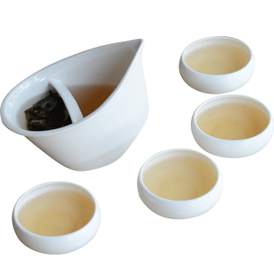 金四方5件套送礼品骨质瓷功夫茶具套装陶瓷茶壶茶杯分茶器无茶盘