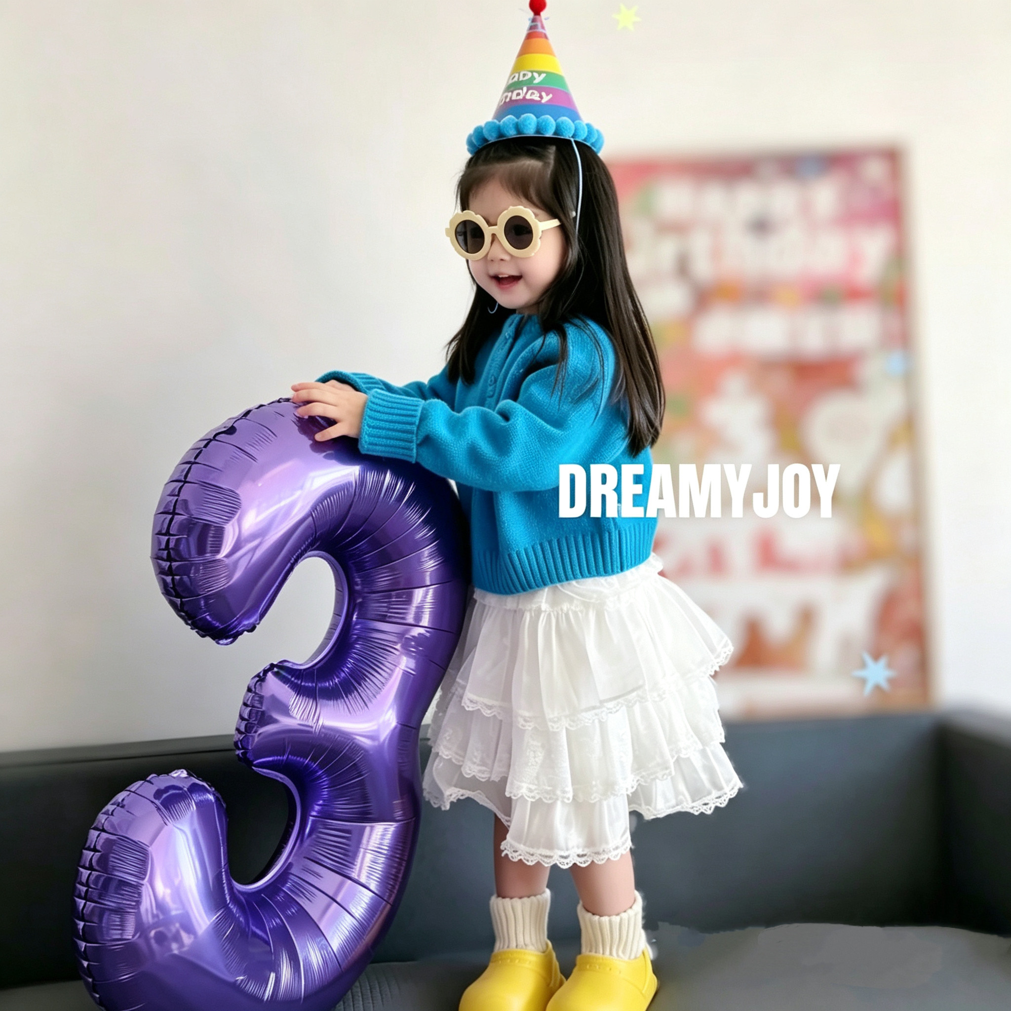 32寸紫色数字气球宝宝生日装饰
