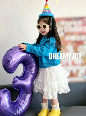 32寸紫色数字气球宝宝生日派对装饰派对场地装扮布置道具铝模气球
