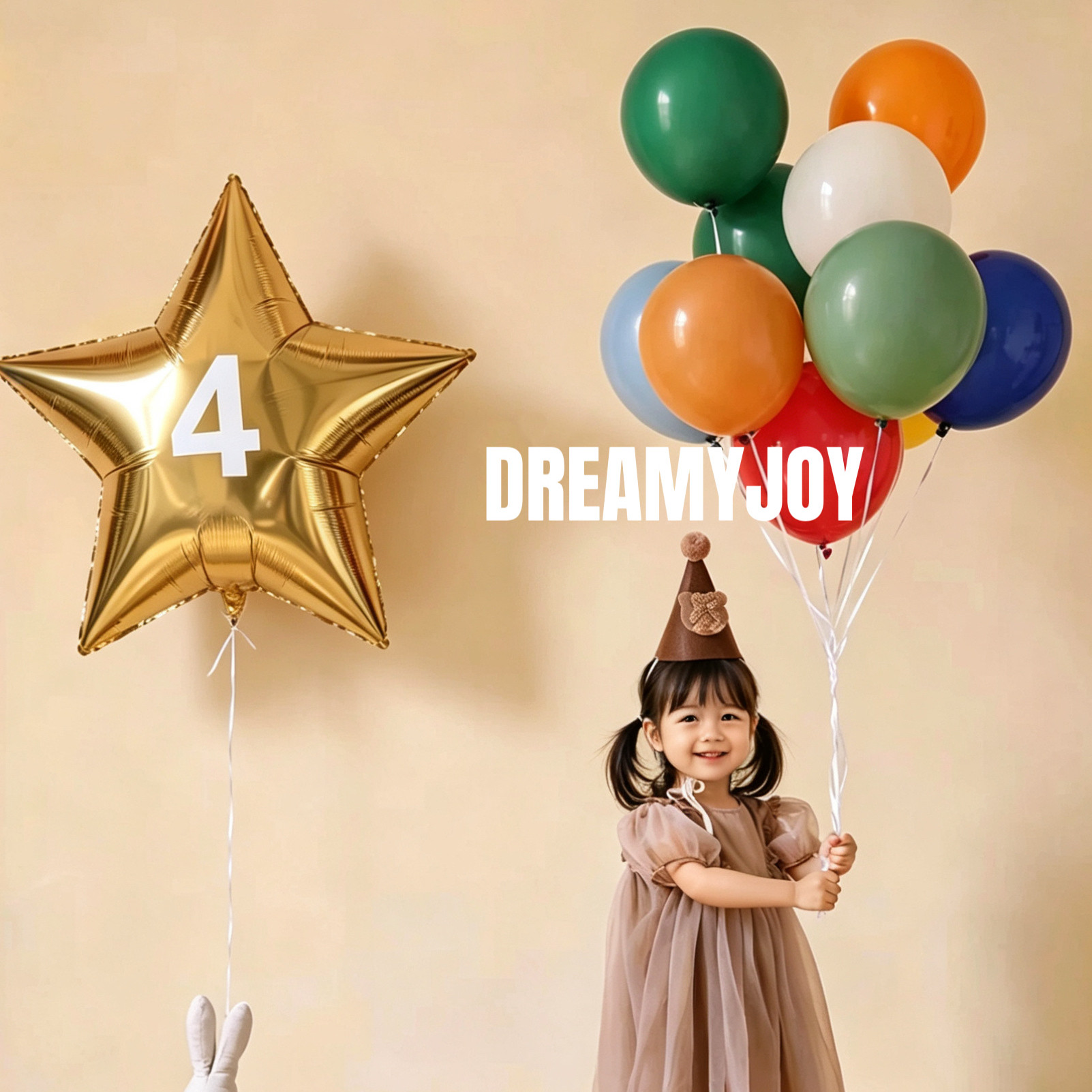 宝宝周岁生日金色五角星气球