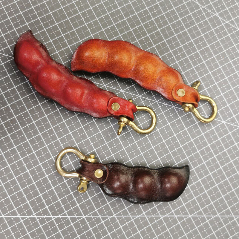 莎暮复古 荷兰豆角豆荚钥匙扣 寓意荷包鼓胀钱包鼓胀钥匙圈小挂件