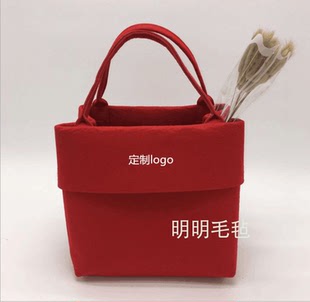 定制2019新款创意爆款毛毡礼品袋 毛毡购物收纳包 毛毡收纳包手提