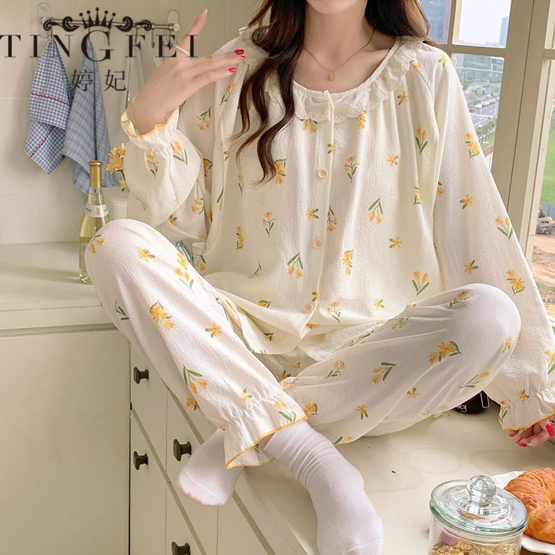 婷妃带胸垫月子服产妇6月份坐月子产后哺乳喂奶春夏棉质孕妇睡衣