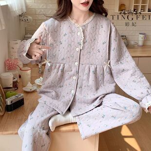 加绒孕期保暖内衣 产后喂奶上衣带胸垫秋冬款 孕妇哺乳秋衣秋裤 套装