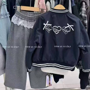 女童女孩中大童青少年夹克棒球服爱心洋气外套 现货波拉韩国童装