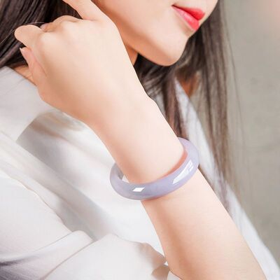 缅甸冰糯种春彩翡翠阳绿紫罗兰半紫半绿淡紫淡绿翡翠手镯送礼