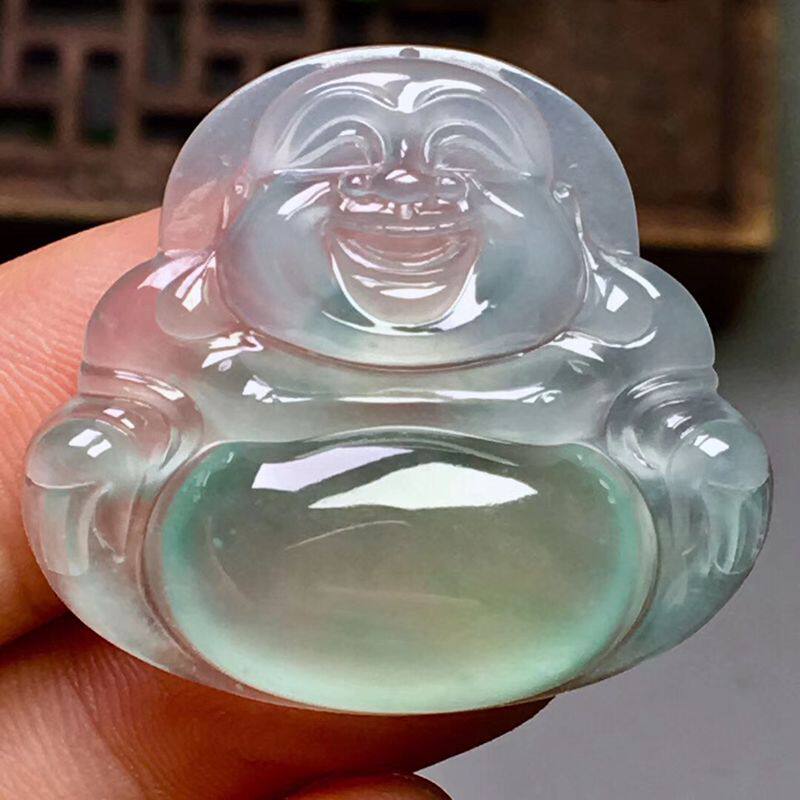 翡翠弥勒佛笑佛冰种佛公玉吊坠玉