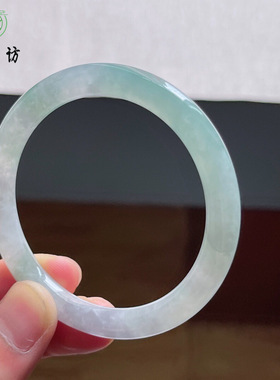 天然正品缅甸翡翠a货冰种飘花圆条翡翠手镯叮当镯细条贵妃镯玉镯