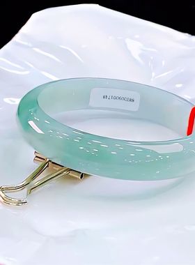 缅甸天然玉镯淡绿浅绿翡翠色女款玉手镯冰种阳绿通透镯子送礼