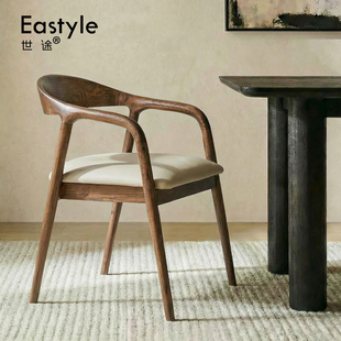 白蜡木中古真皮餐椅实木靠背椅子舒美特复古设计书桌椅茶椅总统椅
