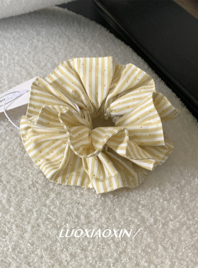 罗小辛/韩国ins风小众纯棉黄色条纹波点大肠发圈头花发绳发饰头绳