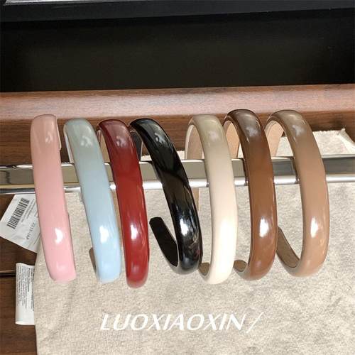 韩国复古新款奶茶色海绵压发头箍