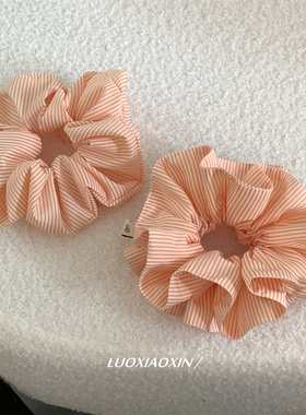 罗小辛/气泡水~miu系橙色韩系ins条纹高级感双层大肠发圈头绳发饰