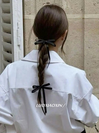 罗小辛 黑色蝴蝶结发卡ins风简约百搭日常发夹发饰头饰女