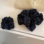 罗小辛 miu系藏蓝 韩系大小号波点秋冬扎头发圈发绳头花大肠圈女