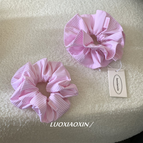 冰凉感芭蕾风miu系粉条纹大肠圈