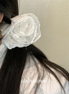 罗小辛精致手作白色花朵发圈