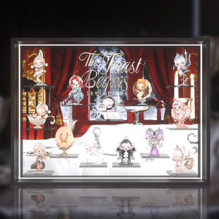 POPMART泡泡玛特 SKULLPANDA餐桌系列手办场景收纳柜亚克力展示盒