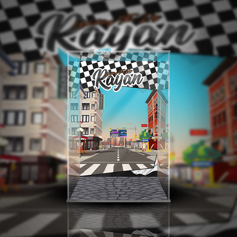 Rayan遛狗吊卡潮玩展示盒