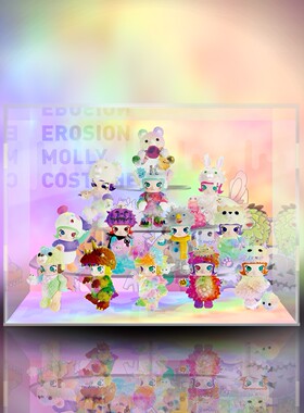 POPMART泡泡玛特 MOLLY INSTINCTOY娃娃装侵蚀盲盒亚克力展示盒