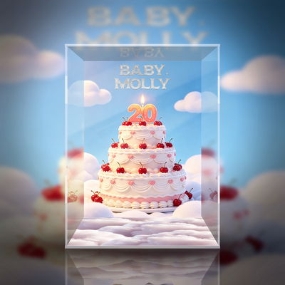 POPMART泡泡玛特 Baby Molly-20周年搪胶毛绒挂件吊卡玩具展示盒