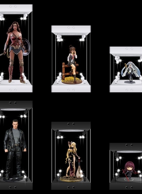 12寸1/6兵人手办大粘土人偶多功能泛用型LED射灯转盘展示盒