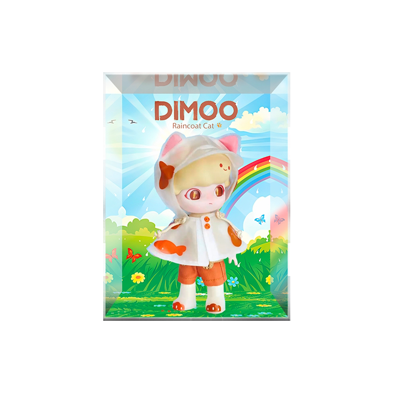 Dimoo雨衣小猫BJD潮玩展示盒