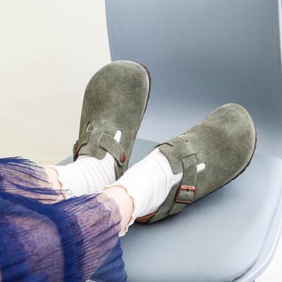 复古风真软木懒人勃肯拖鞋日系风