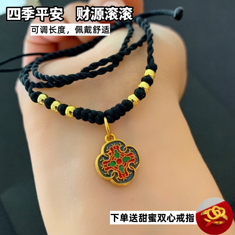 寓意好沙金珐琅吊坠项链不掉色