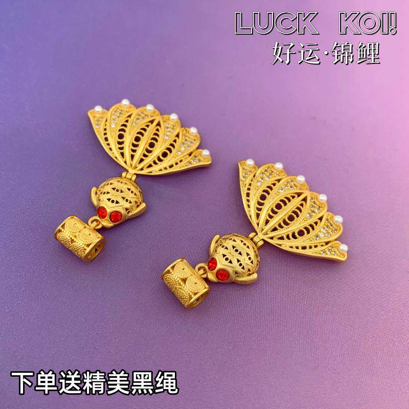女越南沙金黄合金金鱼吊坠不掉色