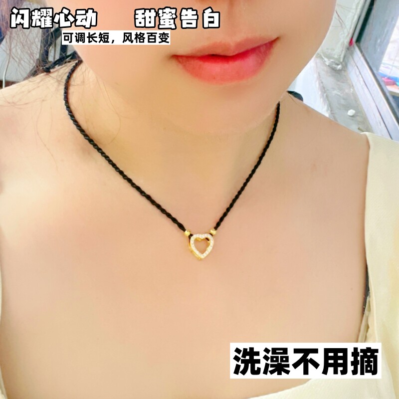 手工黑绳编织款项链越南沙金